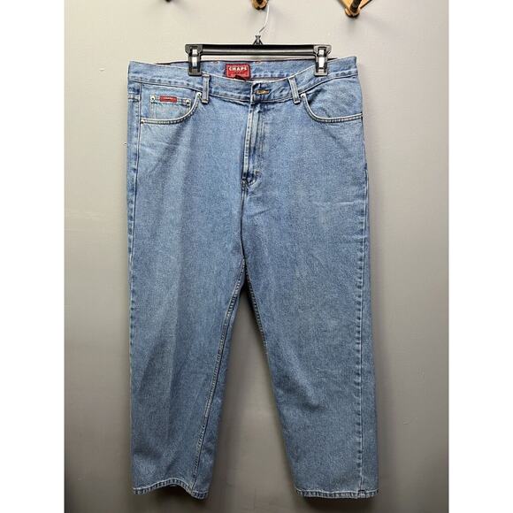 Chaps Men's Size 38x30 Blue Classic Fit Straight Light Wash‎ 100% Cotton Jeans - Picture 1 of 8